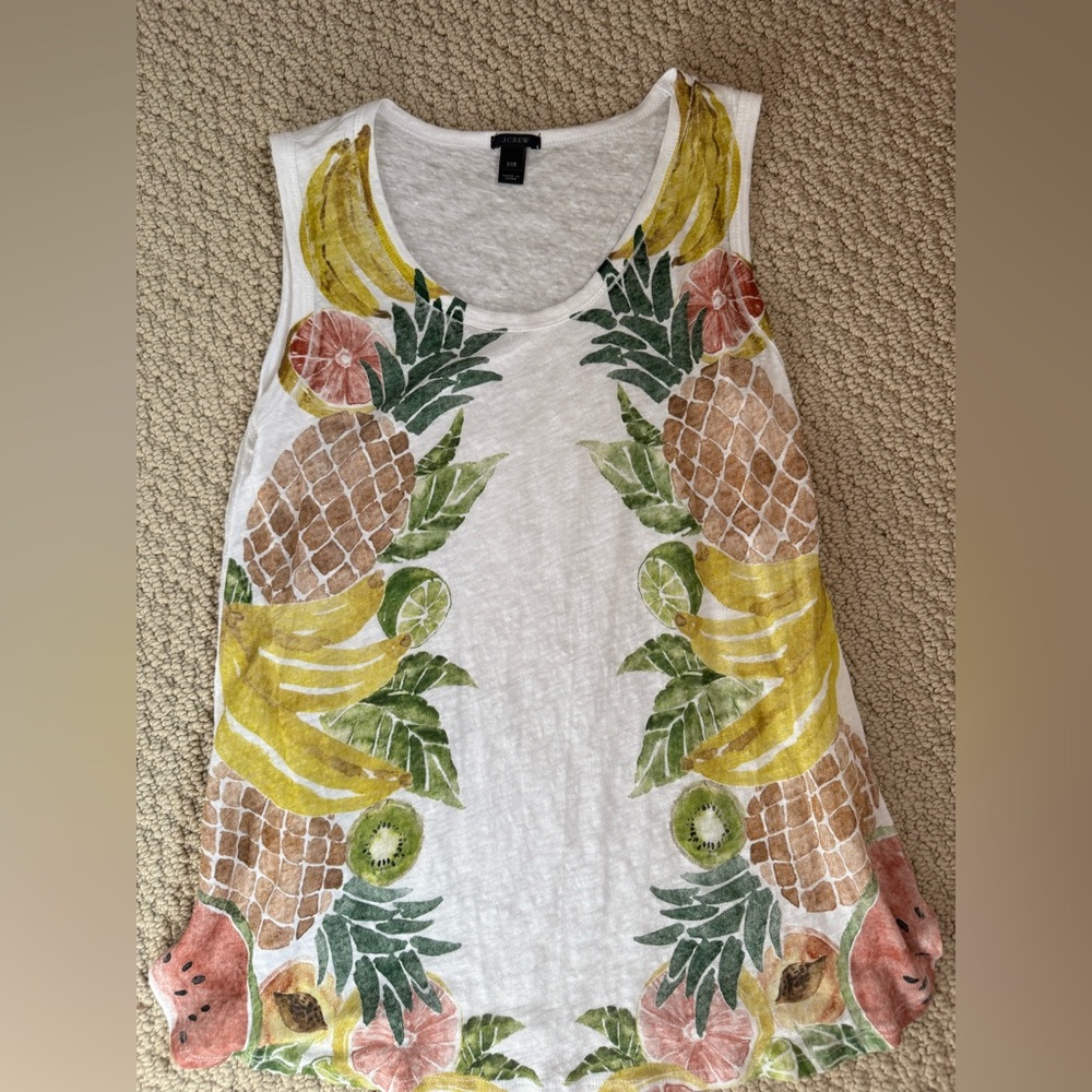 J Crew Tropical Fruit Print Tank Top Size XS